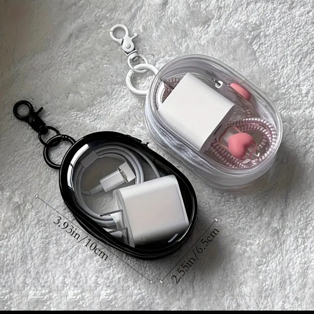 Clear Zipper Travel Charger Case Bag charm Keychains - Picture 2 of 3
